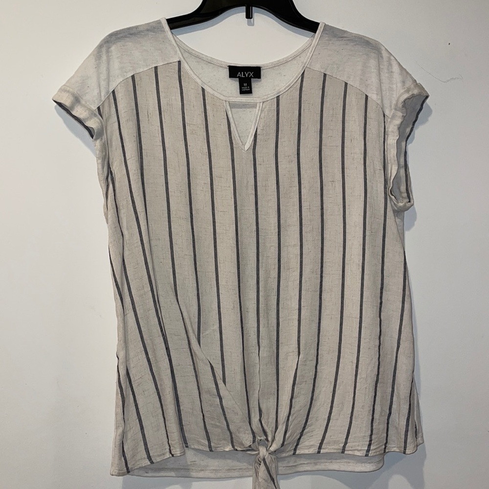Tie front stripe top